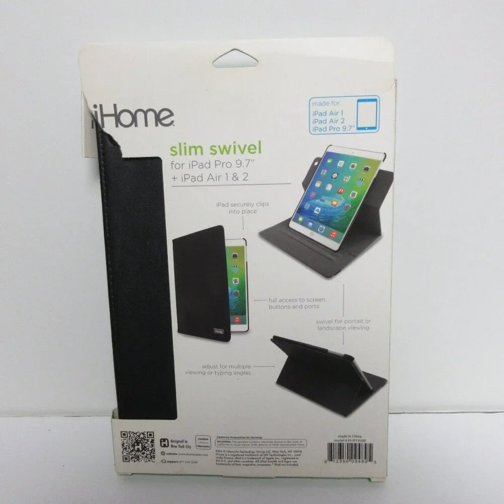 iHome Slim Swivel for iPad Air & Air 2 -Black Portrait or landscape viewing angl
